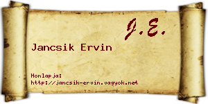 Jancsik Ervin névjegykártya